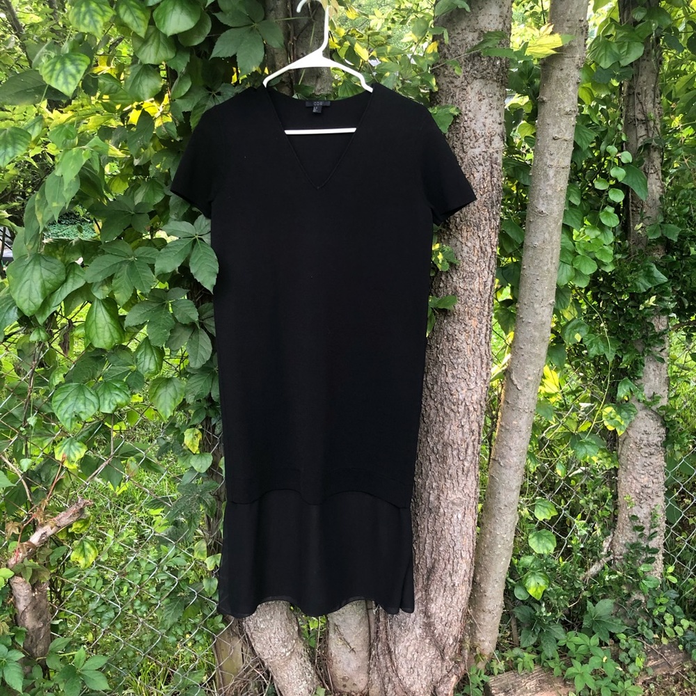 V neck dress with sheer bottom